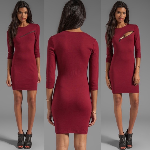 Alexander McQueen 3/4 Sleeve Zip Oxblood Dress L - Picture 12 of 12
